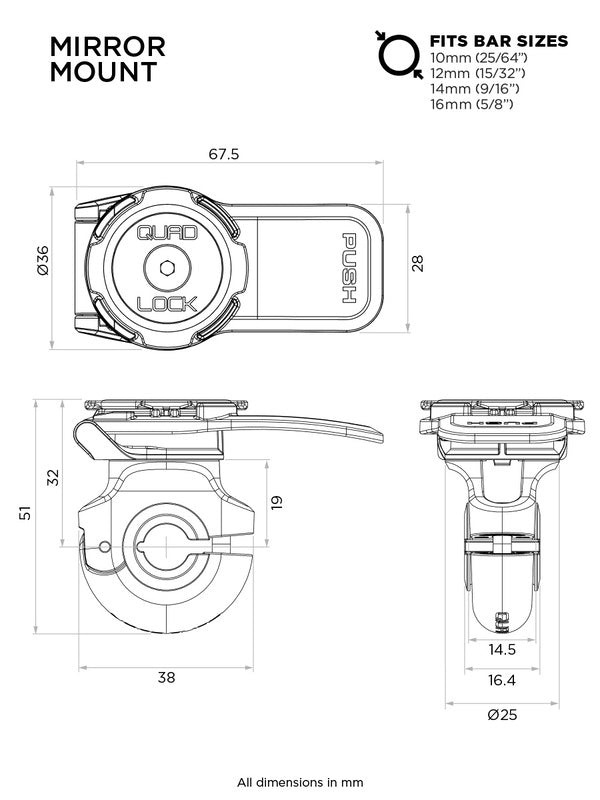 Soporte para espejo retrovisor QUAD LOCK